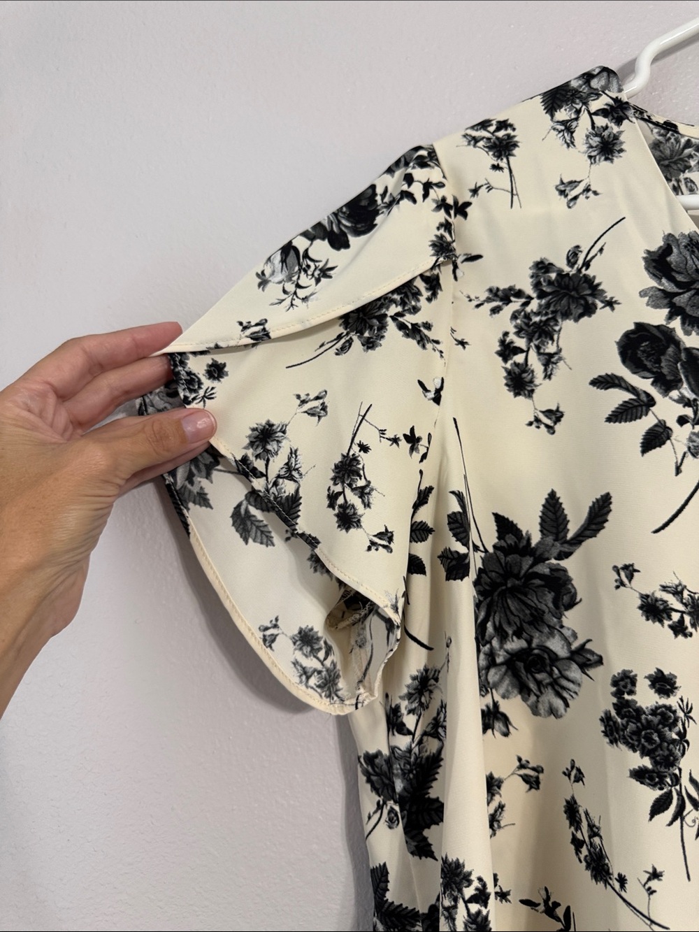 Bestbee Women's Boutique Blouse - Cream with Black Floral - Picture 3 of 6